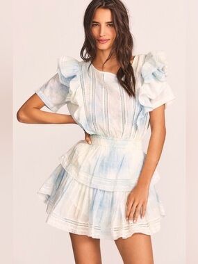 Loveshackfancy Natasha Dress in Lily Pond Hand Dye, XS
